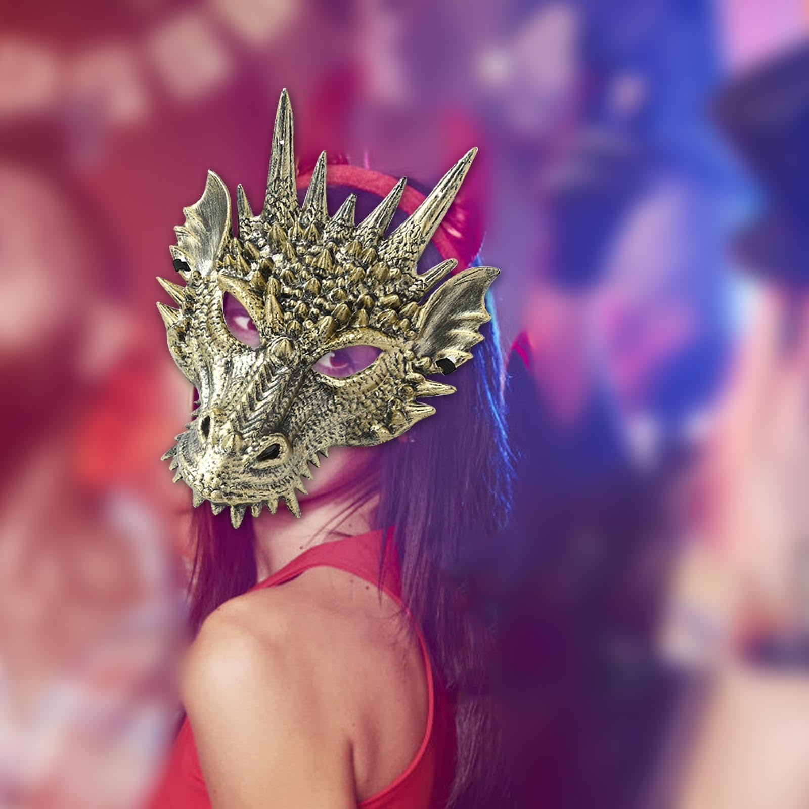 【貴重】MASCHERA DRAGONHEADS DRAGONTAILS Vaveren 3D Dragon Mask Animal Headdress Mask, Novidade Full Head